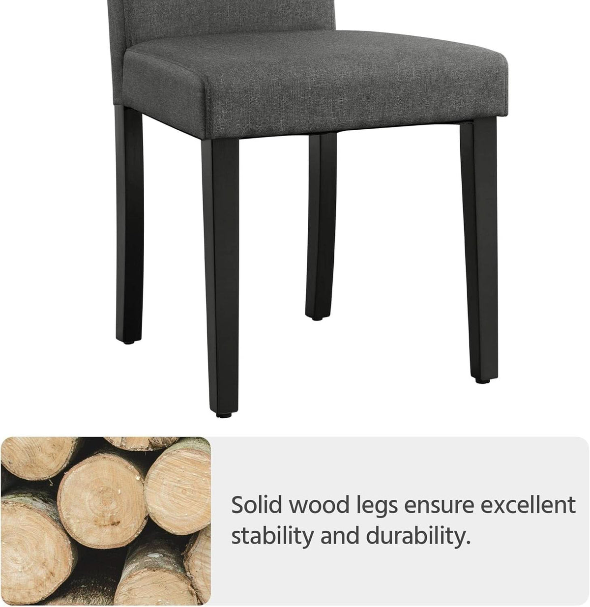 Dark Grey Upholstered Dining Chairs Set Of 4 With Wood Legs