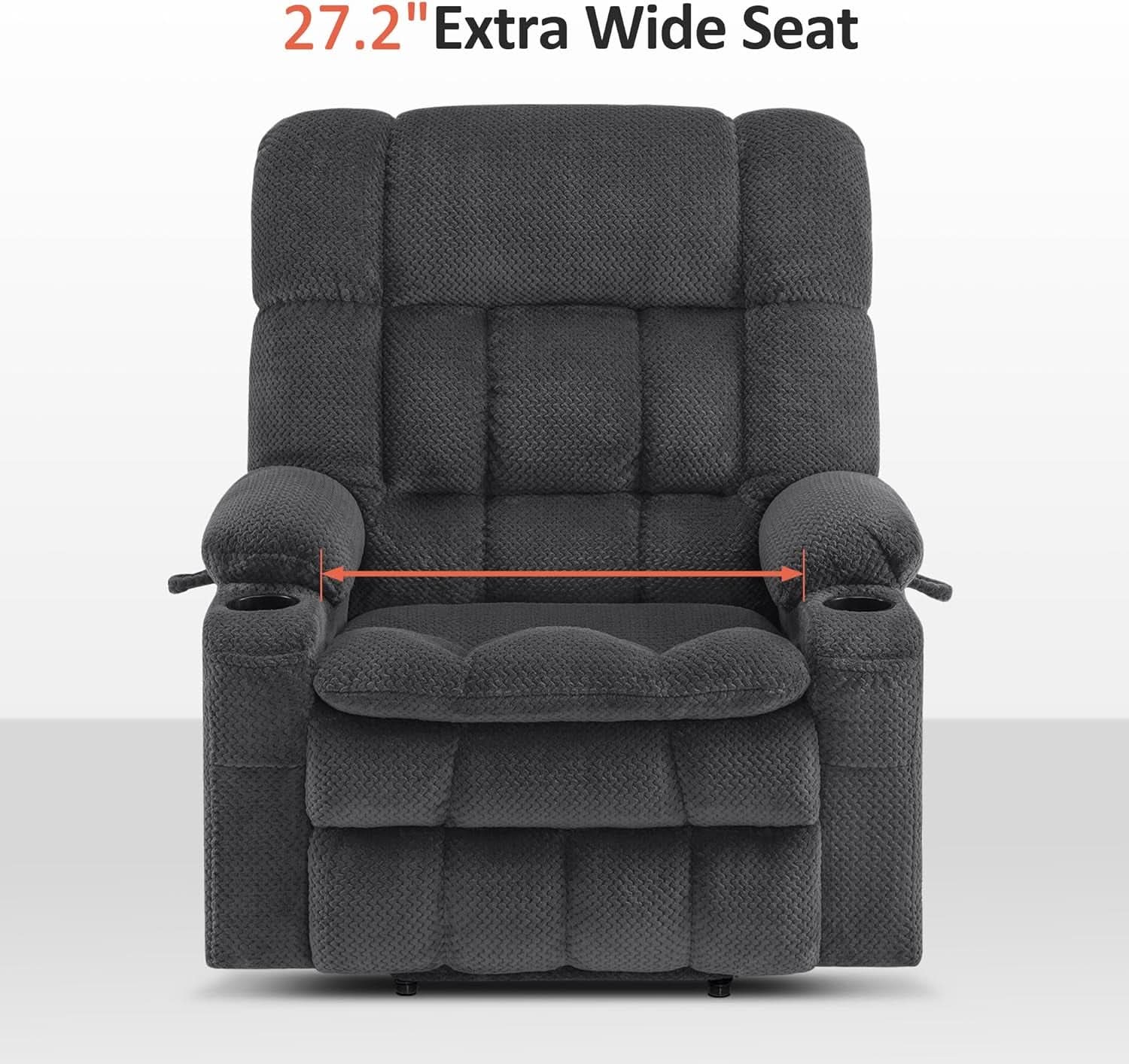 Dark Grey Wide Power Lift Recliner With Massage And USB