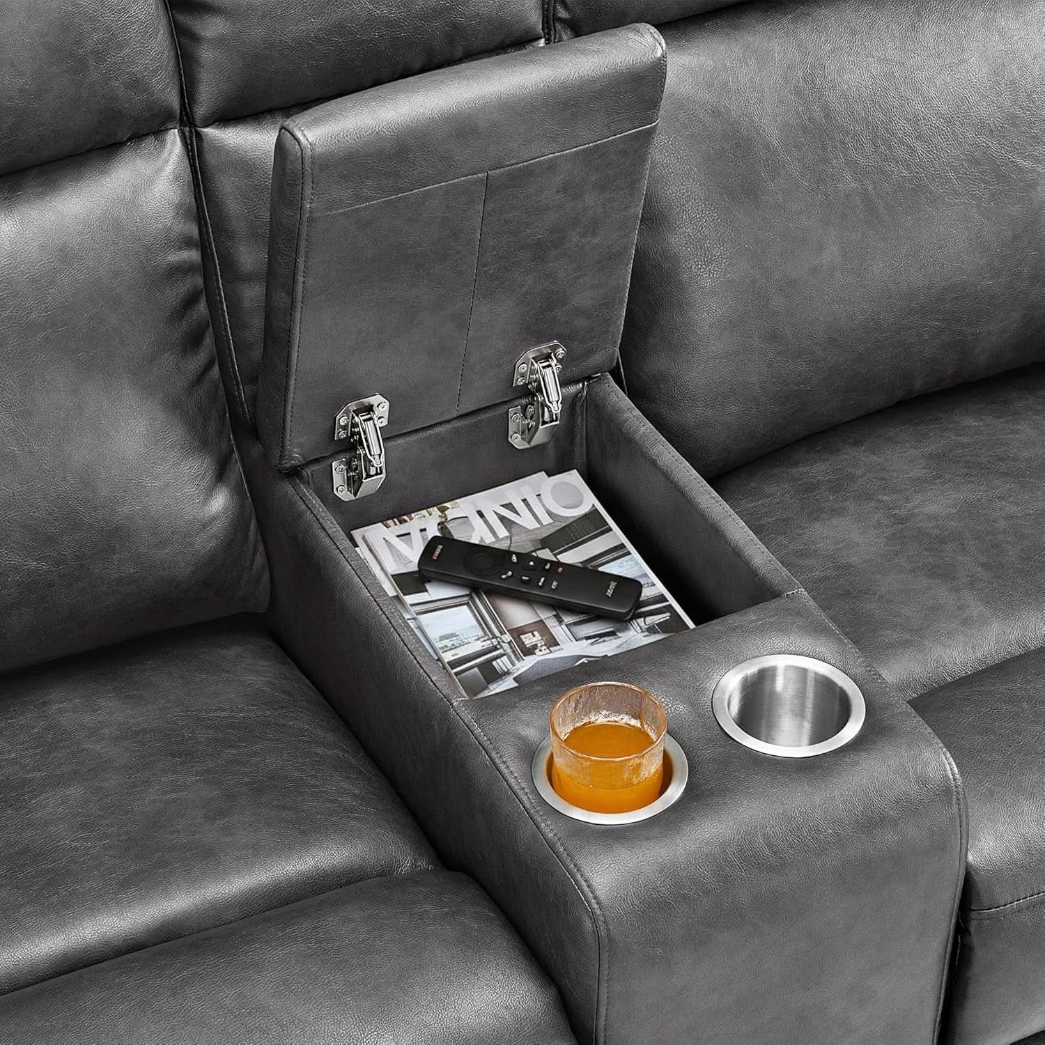 Dark Grey Zero Wall Power Recliner Loveseat With USB Ports