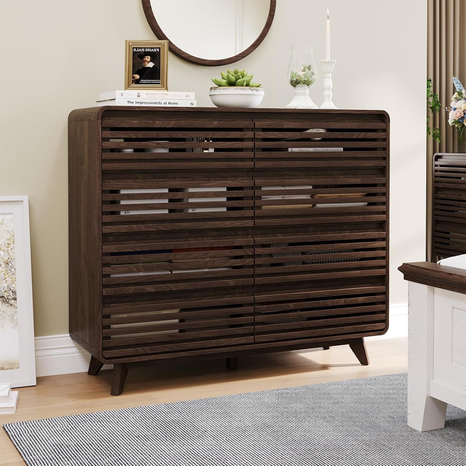 Dark Walnut Contemporary Dresser With Eight Drawers
