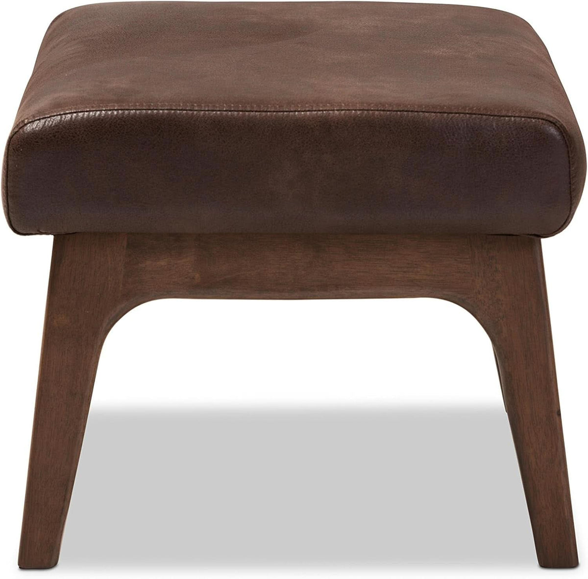 Dark Walnut Ottoman Distressed Faux Leather Upholstery