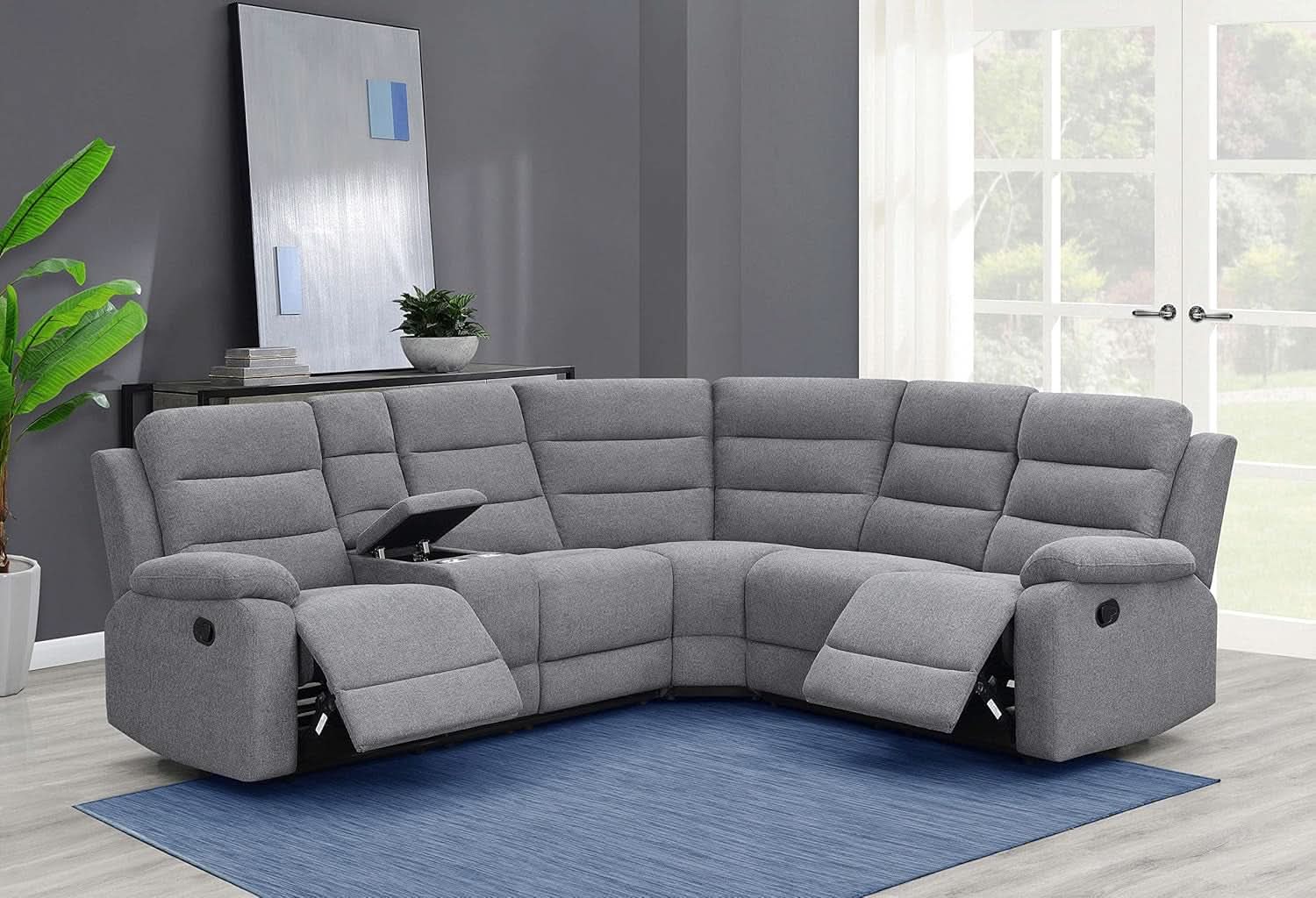 David 3-Piece Motion Sectional Sofa In Smoke Manual Reclining