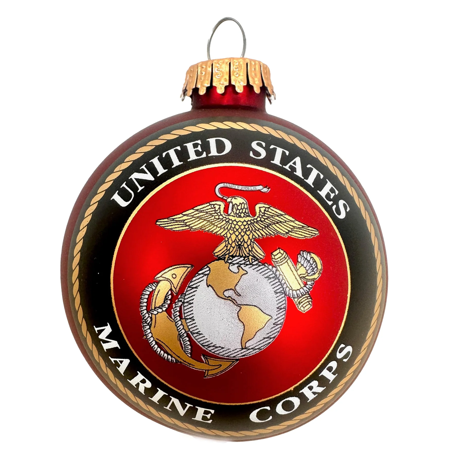 Decorated US Marine Corps Glass Ornament - 3.25-Inch (80mm)