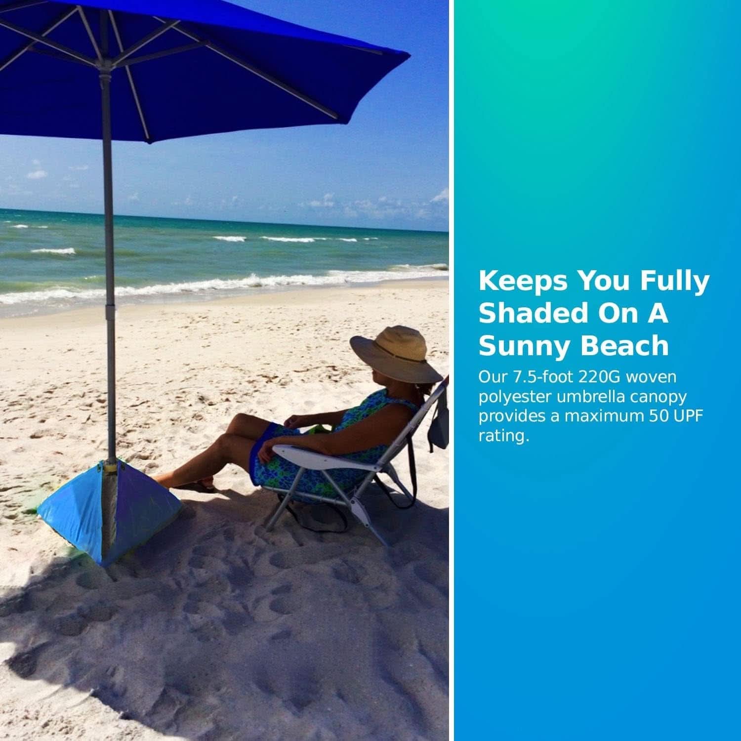 Deep Ocean Blue All In One Beach Umbrella System Ultra Base