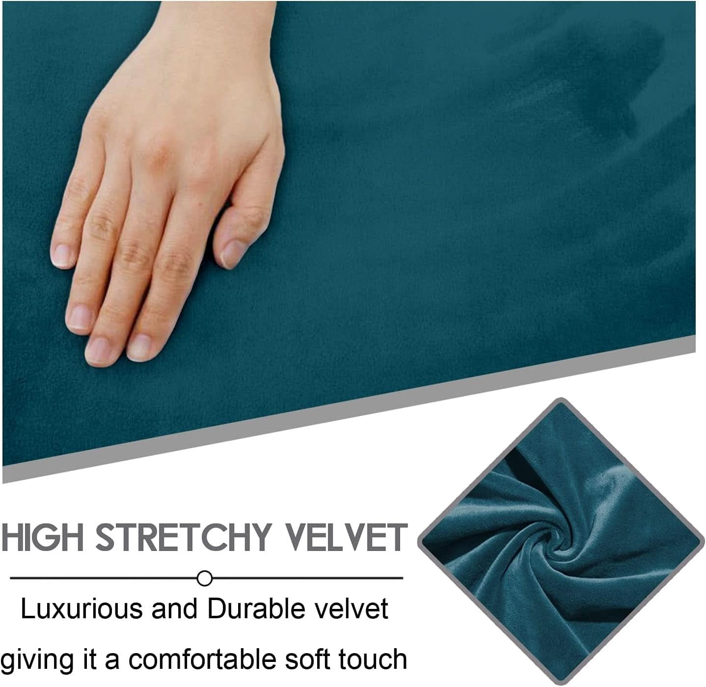 Deep Teal Velvet 8 Piece Reclining Loveseat Cover Set