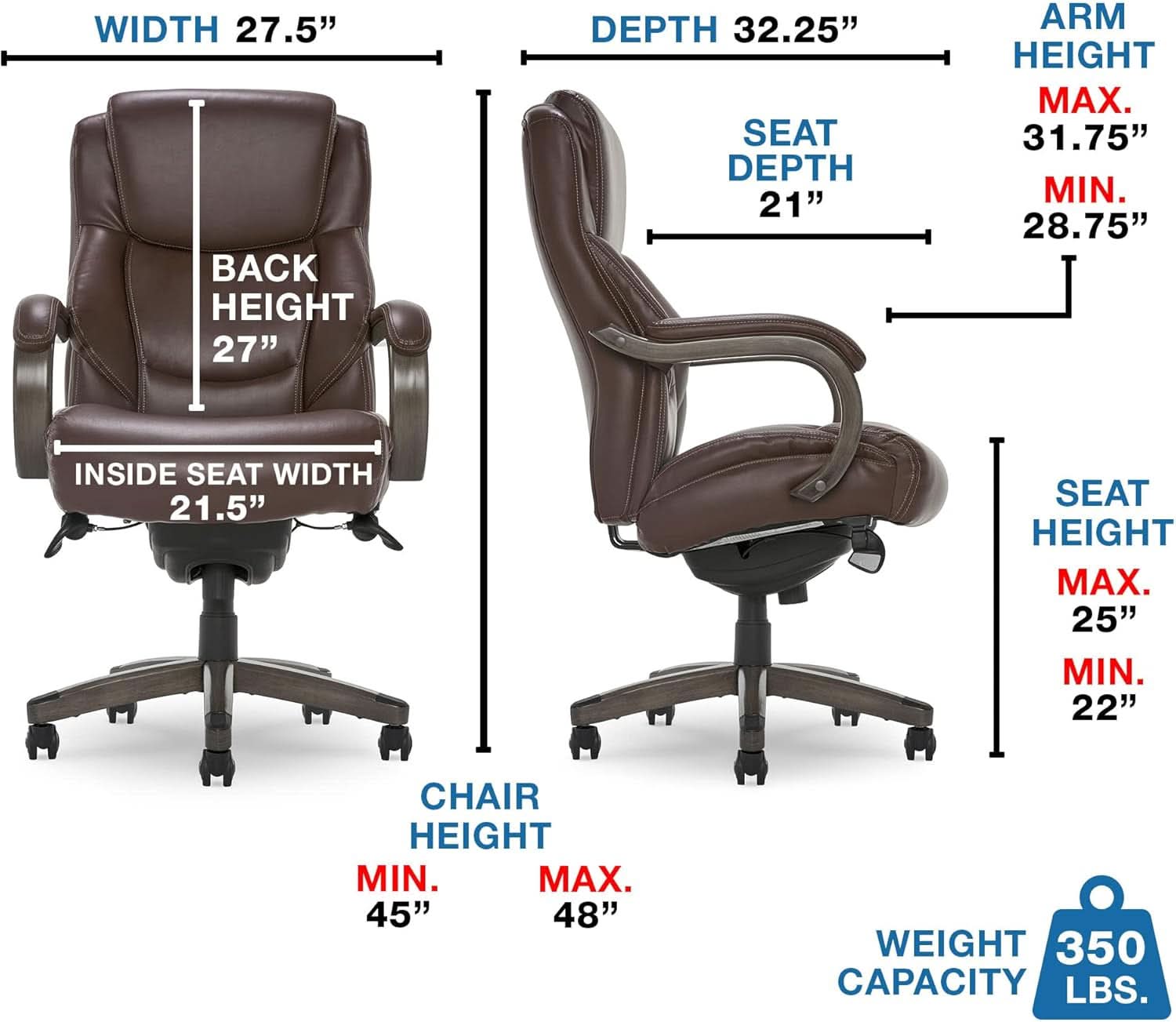Delano Big Tall Executive Office Chair Brown Bonded Leather