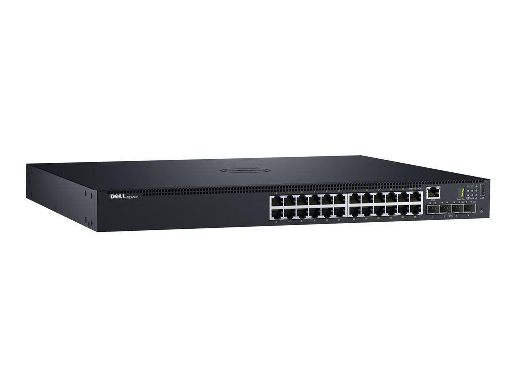 Dell Networking N1524P - Switch - L2+ - managed - 24 x 10/100/1000 + 4 x 10 Gigabit SFP+ - front to back airflow -