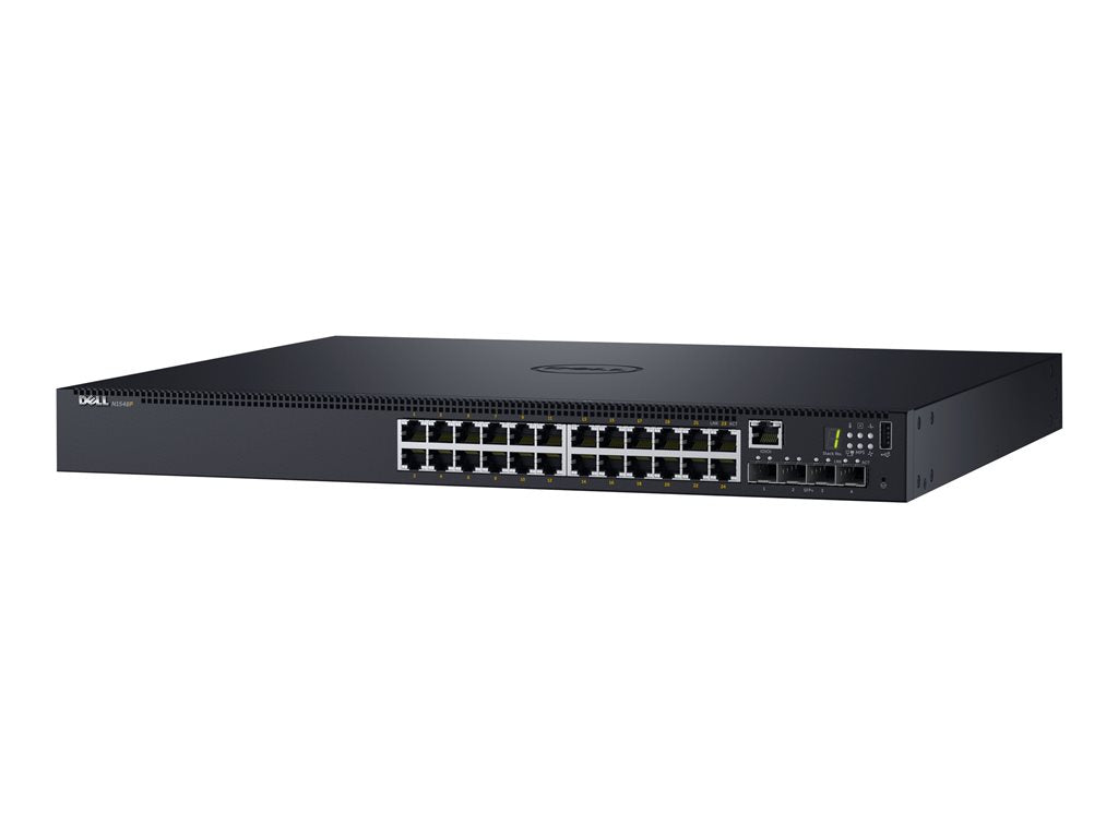 Dell Networking N1524P - Switch - L2+ - managed - 24 x 10/100/1000 + 4 x 10 Gigabit SFP+ - front to back airflow -