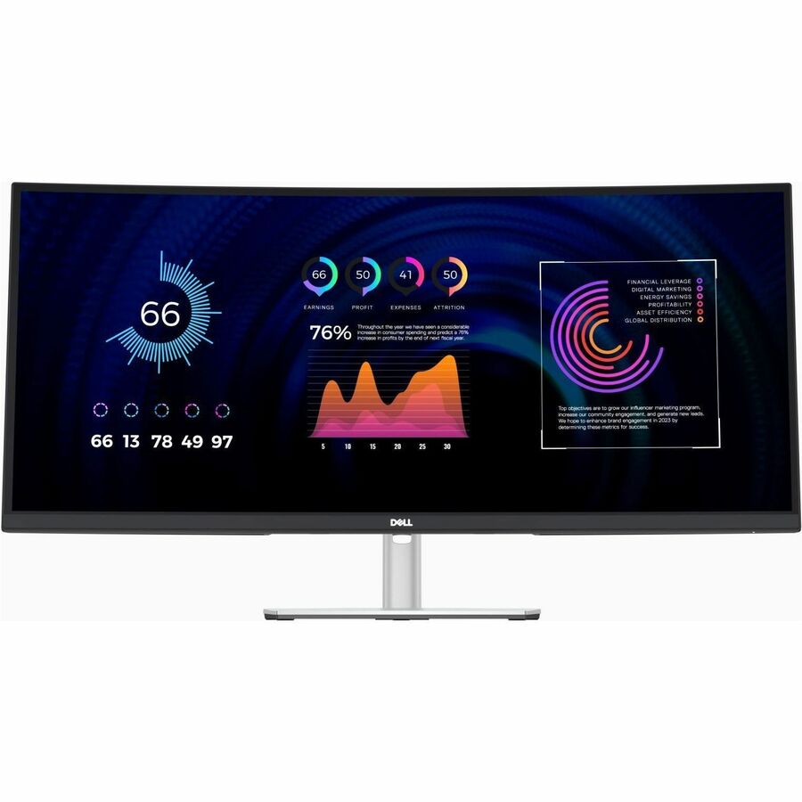 Dell P3424WE 34 Class UW-QHD Curved Screen LED Monitor - 21:9 - 34.1 Viewable - In-plane S