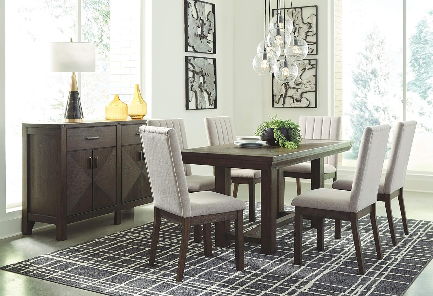Dellbeck Casual Rectangular Dining Extension Table Seats Up To 8 Dark Brown