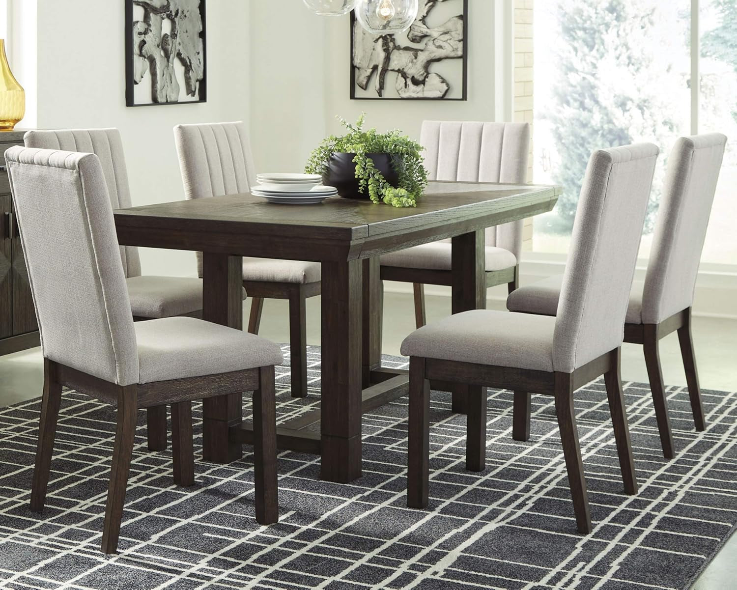 Dellbeck Casual Rectangular Dining Extension Table Seats Up To 8 Dark Brown