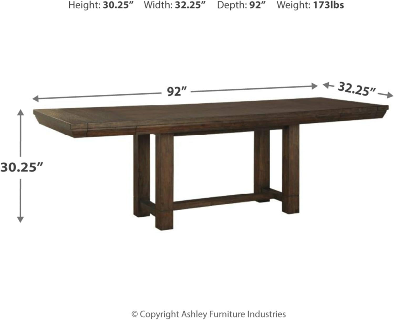 Dellbeck Casual Rectangular Dining Extension Table Seats Up To 8 Dark Brown