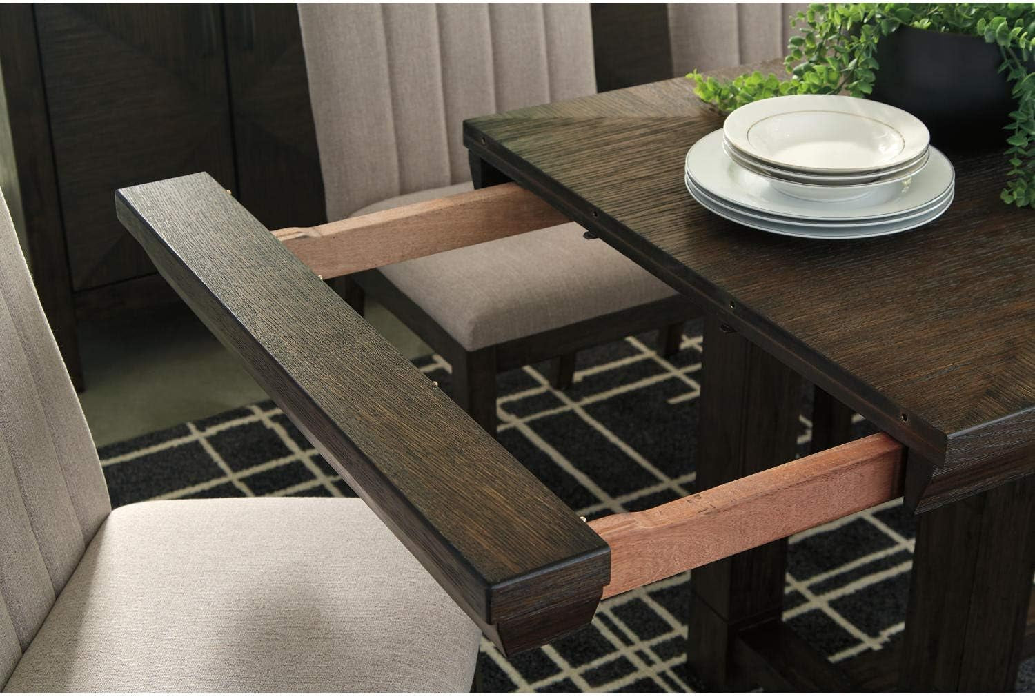Dellbeck Casual Rectangular Dining Extension Table Seats Up To 8 Dark Brown