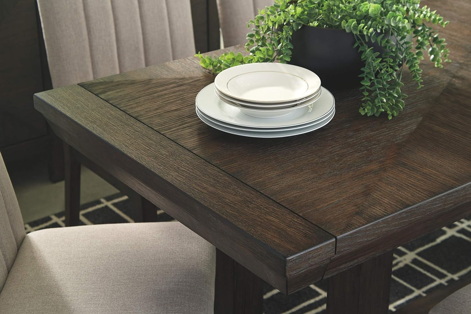Dellbeck Casual Rectangular Dining Extension Table Seats Up To 8 Dark Brown