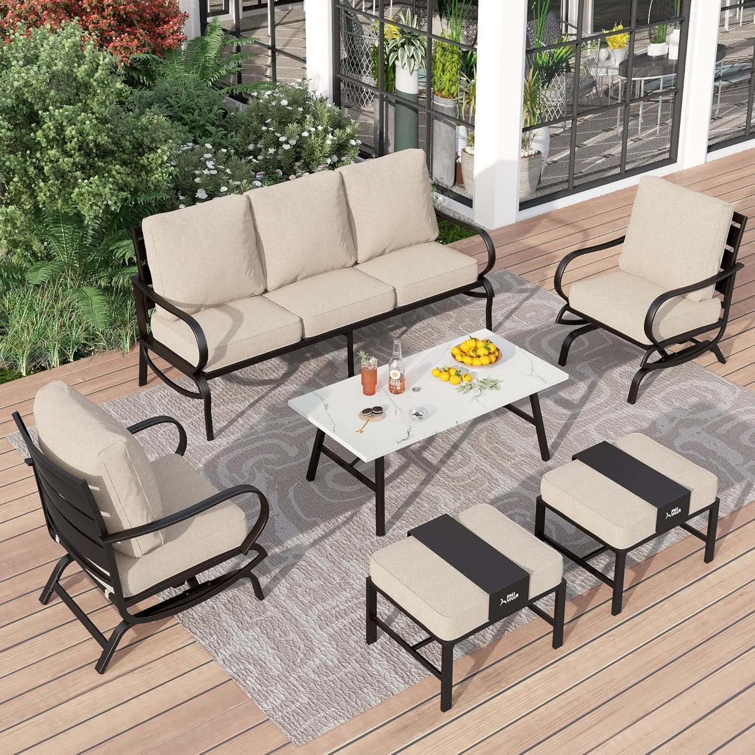 Deluxe 6 Piece Patio Furniture Set for Outdoor Comfort
