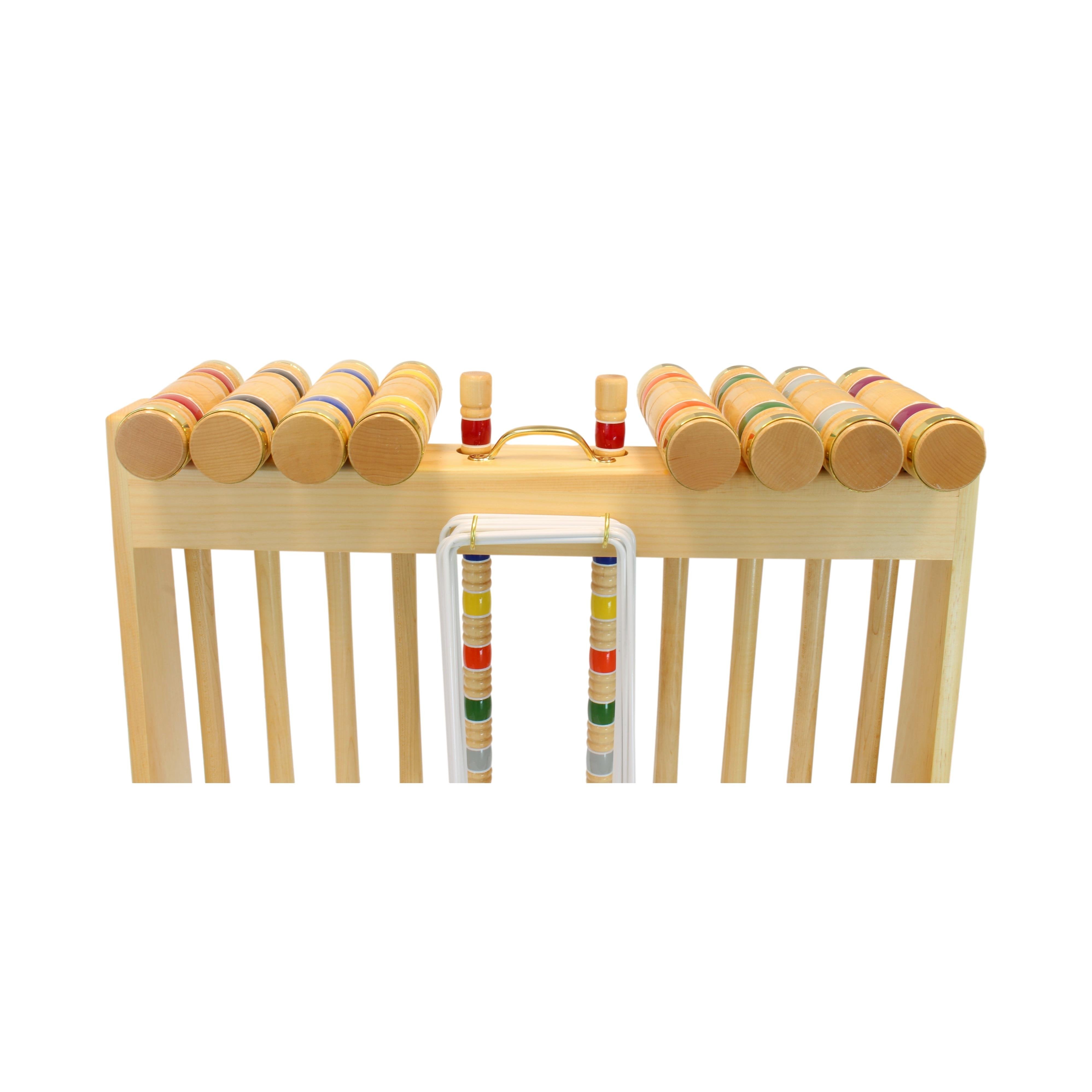 Deluxe 8-Player Croquet Game Set, Wooden Holder or Duffel Carry Bag