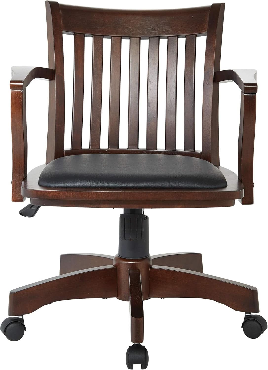 Deluxe Wood Bankers Desk Chair Adjustable Height Espresso
