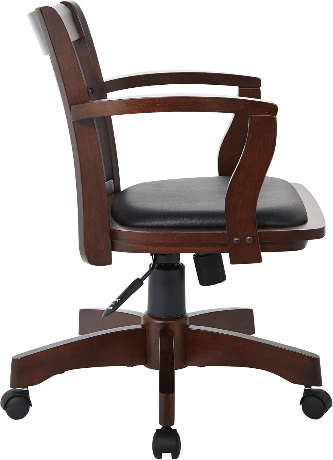 Deluxe Wood Bankers Desk Chair Adjustable Height Espresso