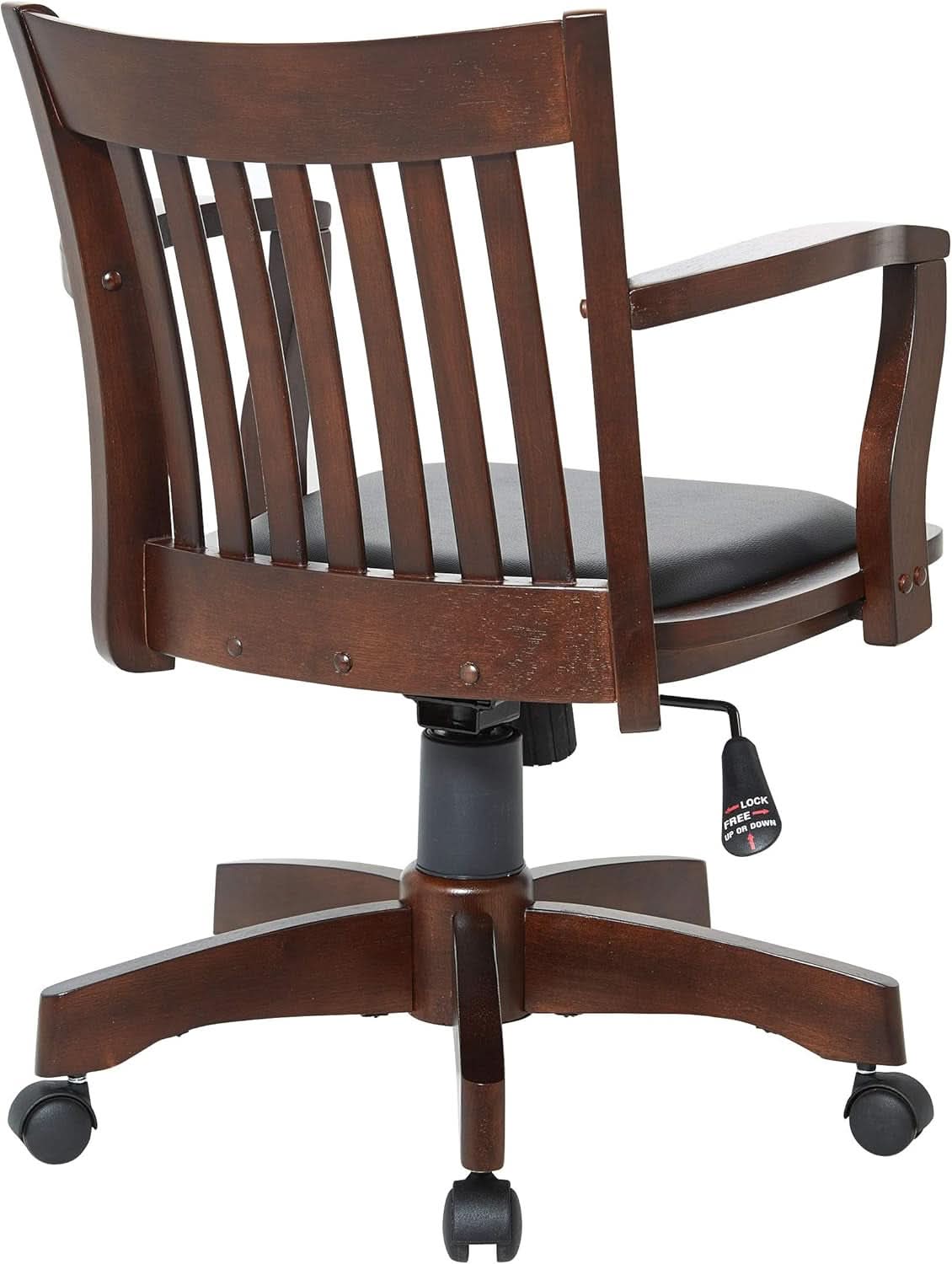 Deluxe Wood Bankers Desk Chair Adjustable Height Espresso