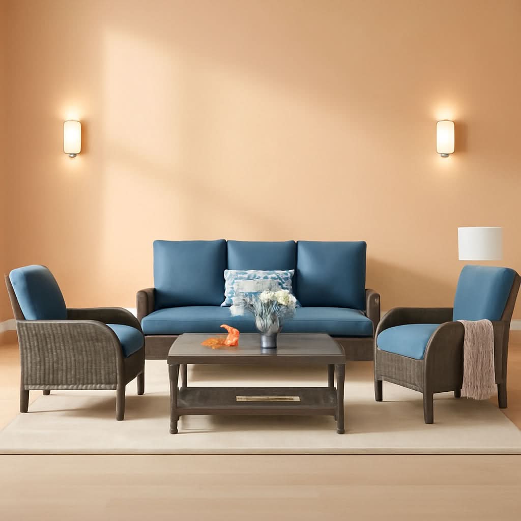 Denim Blue 4 Piece Outdoor Patio Furniture Set Cushions