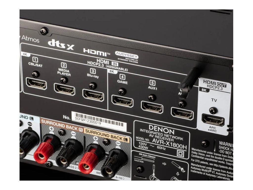 Denon AVR-X1800H - AV network receiver - 8K - HDR - 7.2 channel - 7 x 80 Watt - black DN-AVR-X1800H