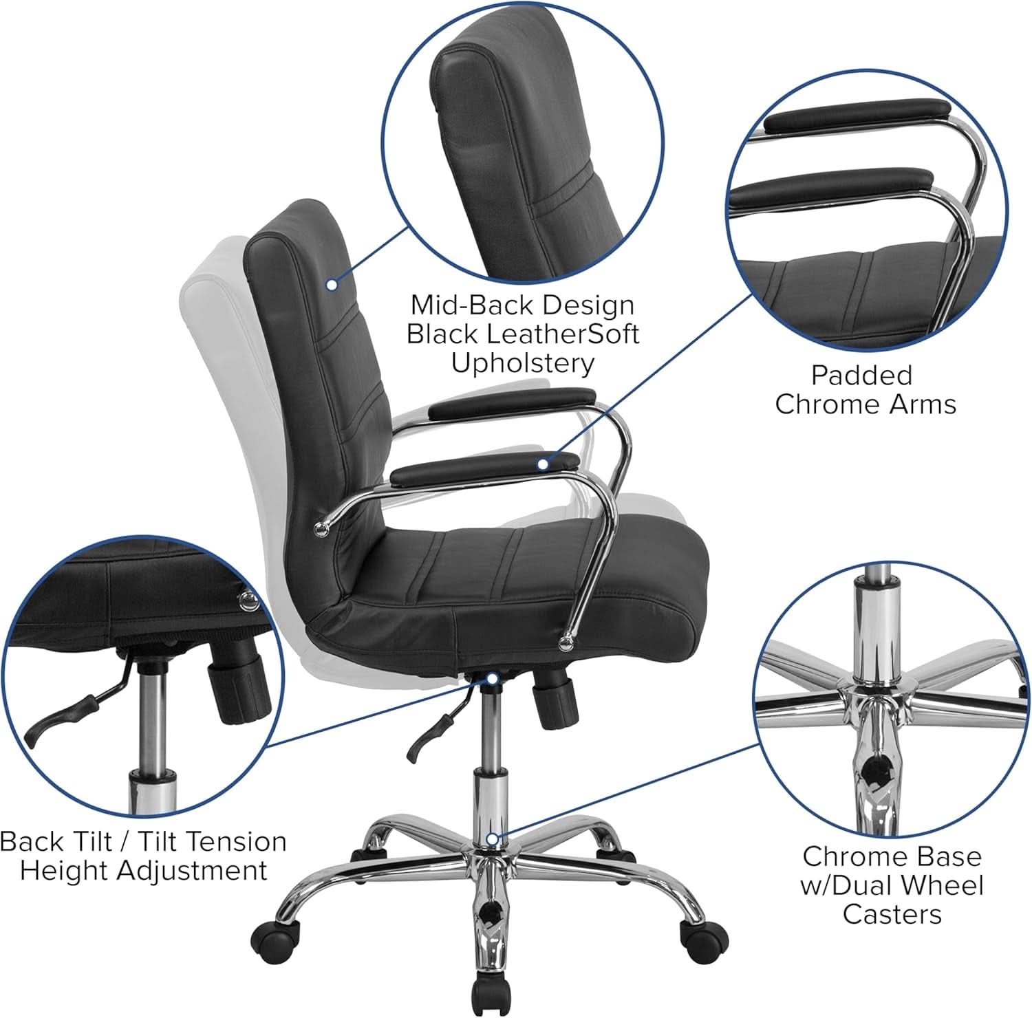 Desk Chair Black Adjustable Office Chair Home Study