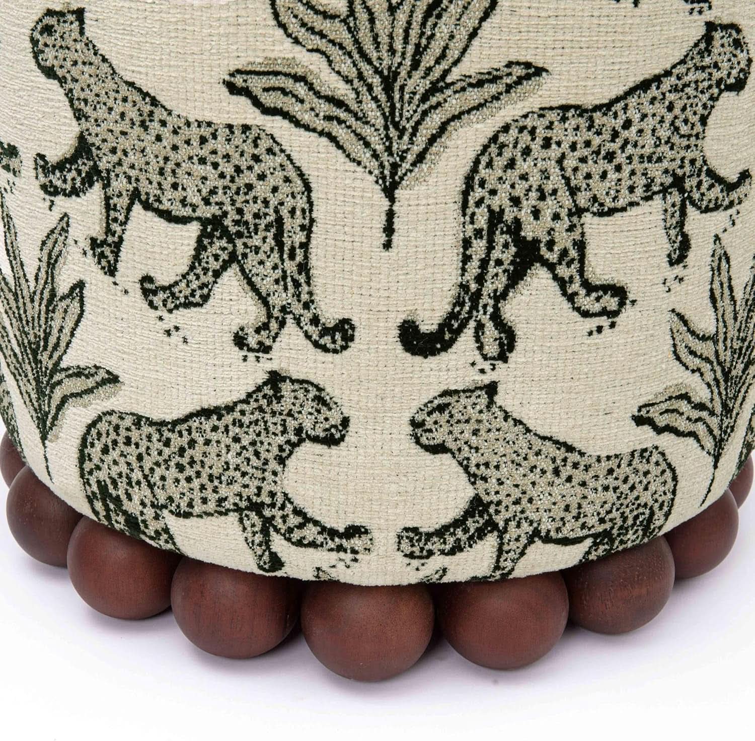 Dex Taupe Leopard Jacquard Ottoman Fully Assembled