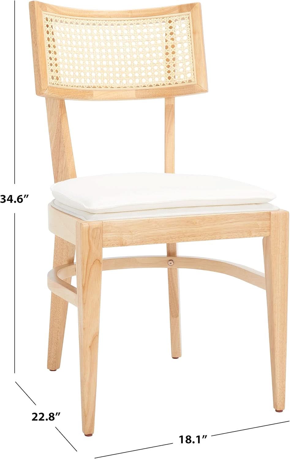 Dining Chair Natural Finish With Cane Detail Cushions