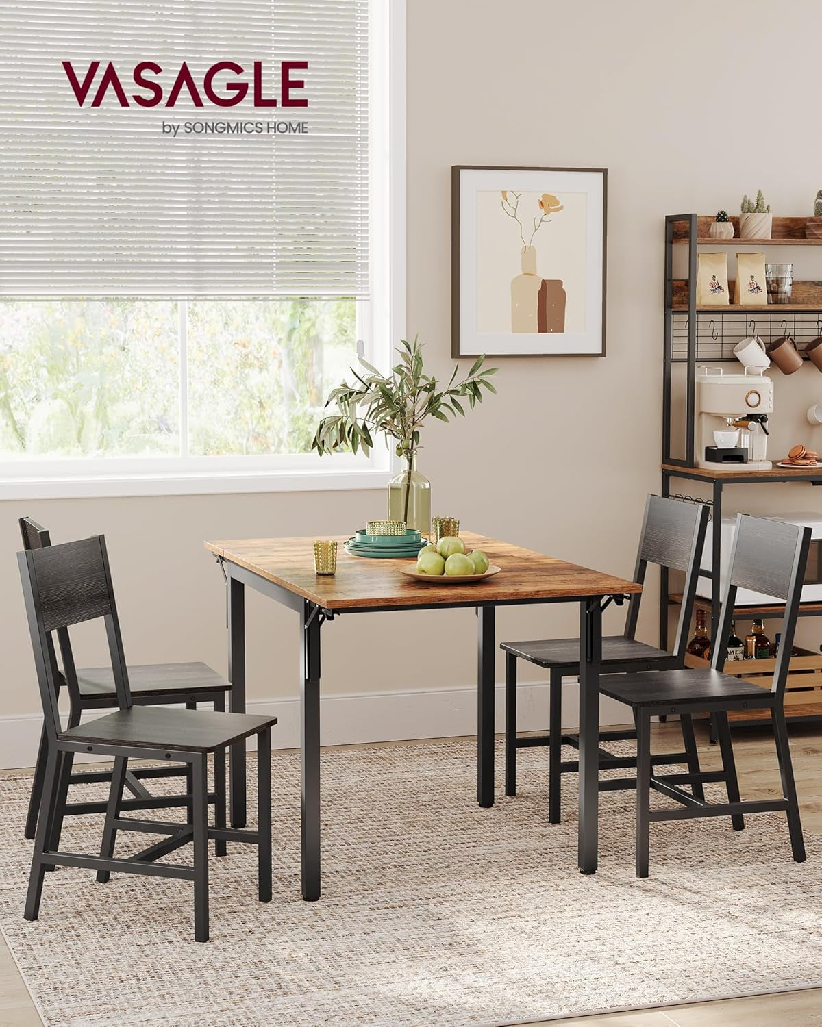 Dining Chair Set Of 2 Rustic Wood And Metal Frame Charcoal Black