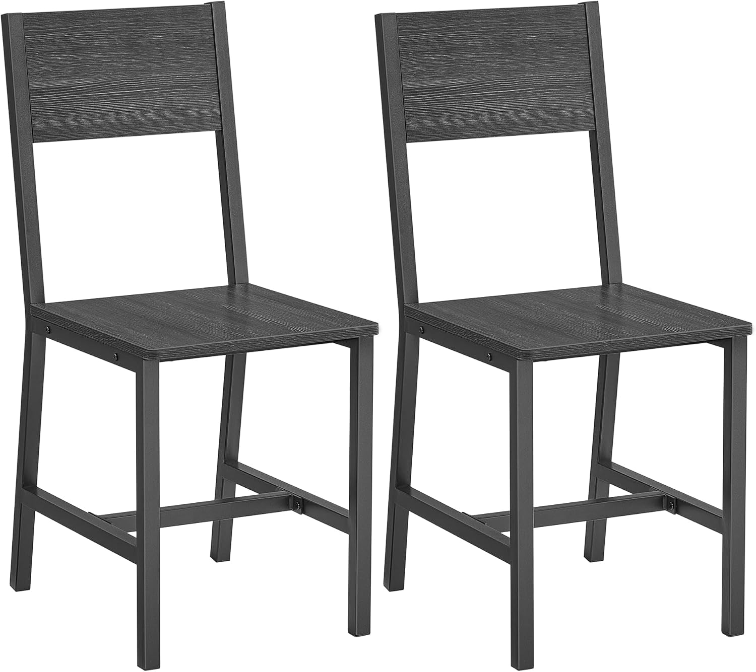 Dining Chair Set Of 2 Rustic Wood And Metal Frame Charcoal Black