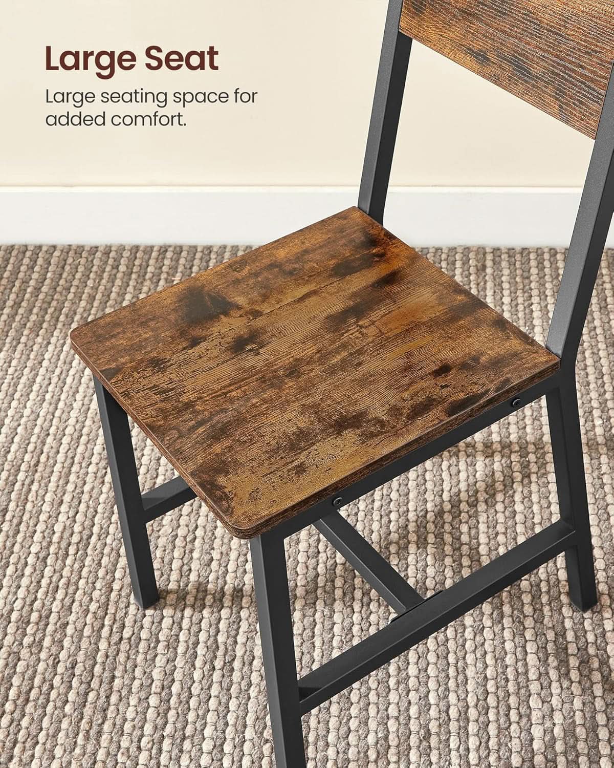 Dining Chair Set Of 2 Rustic Wood Chairs With Metal Frame Two Tone