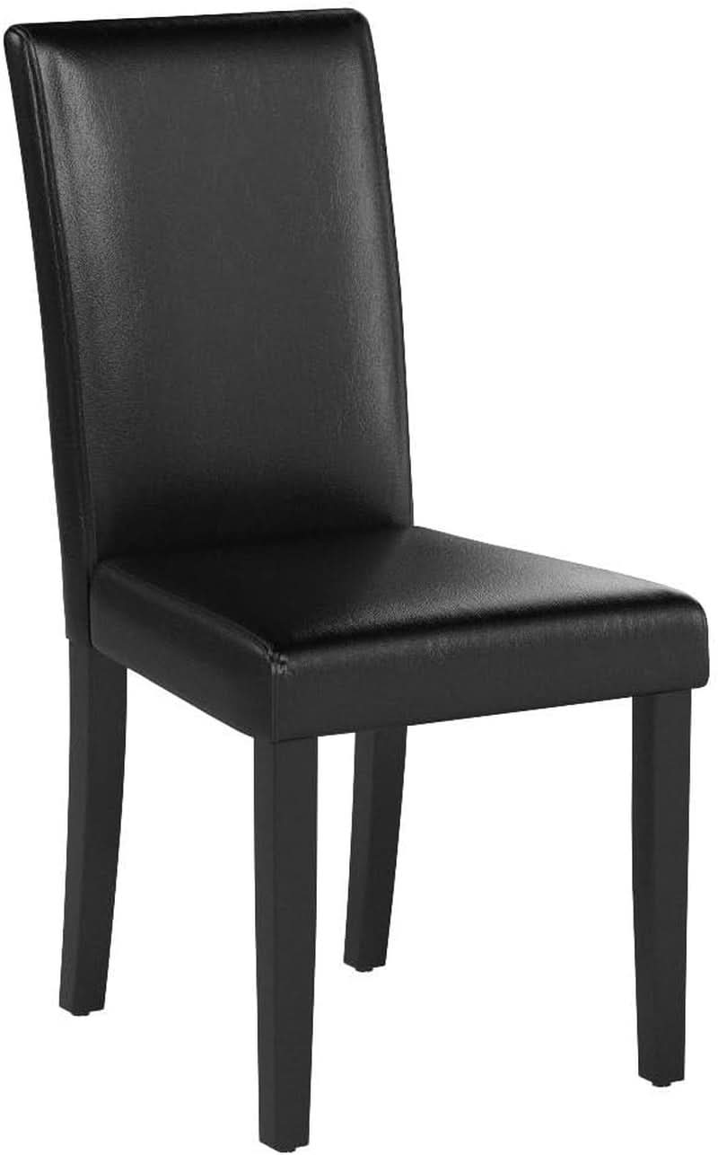 Dining Chair Set Of 4 PU Leather Upholstered Chairs With Solid Wood Legs Black