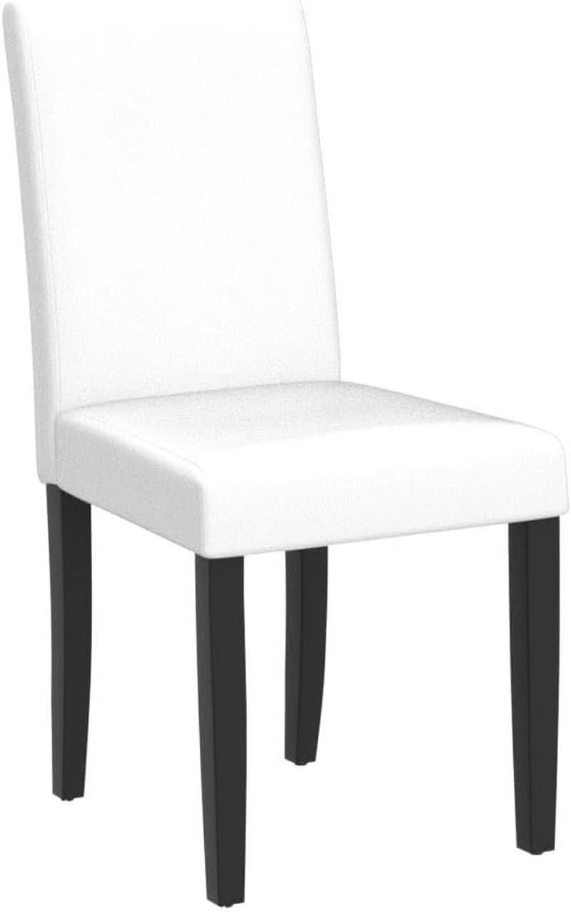 Dining Chair Set Of 4 White Faux Leather Parson Chairs
