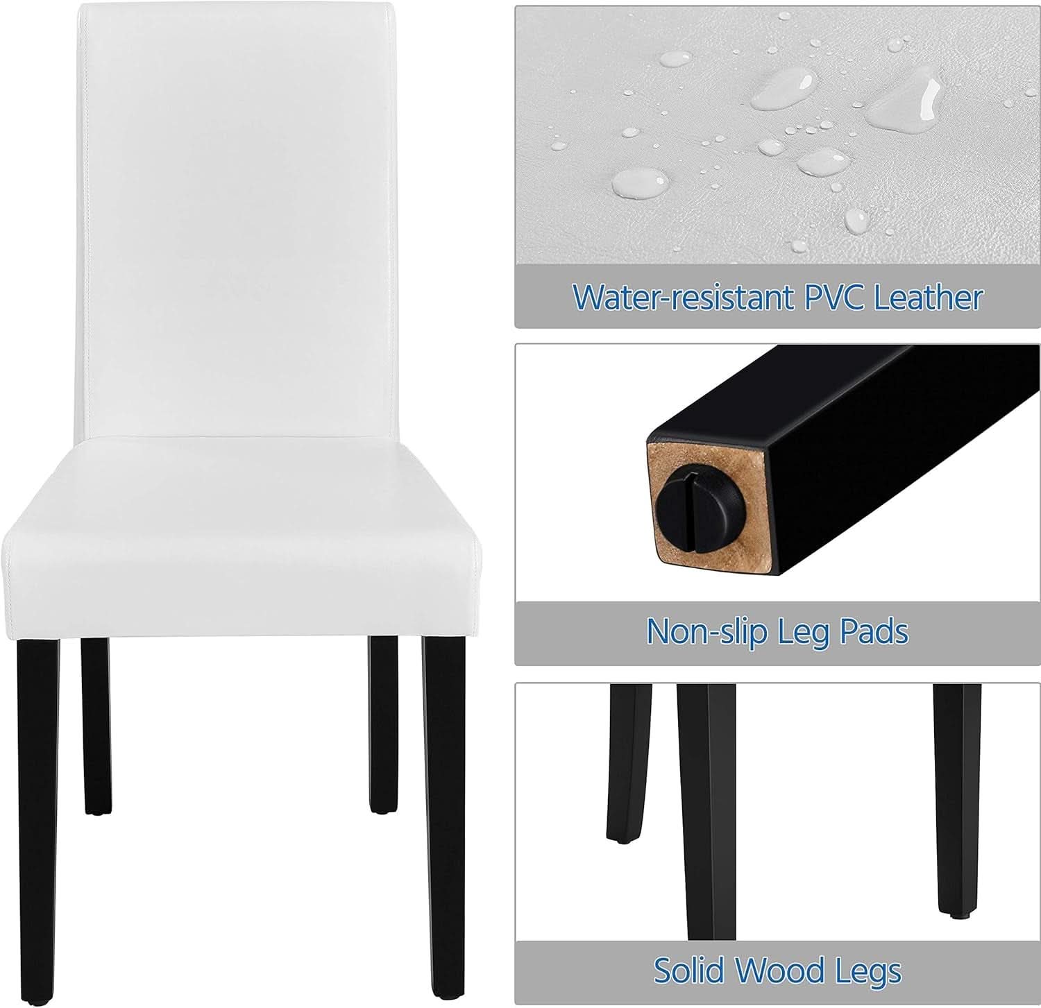 Dining Chair Set Of 4 White Faux Leather Parson Chairs