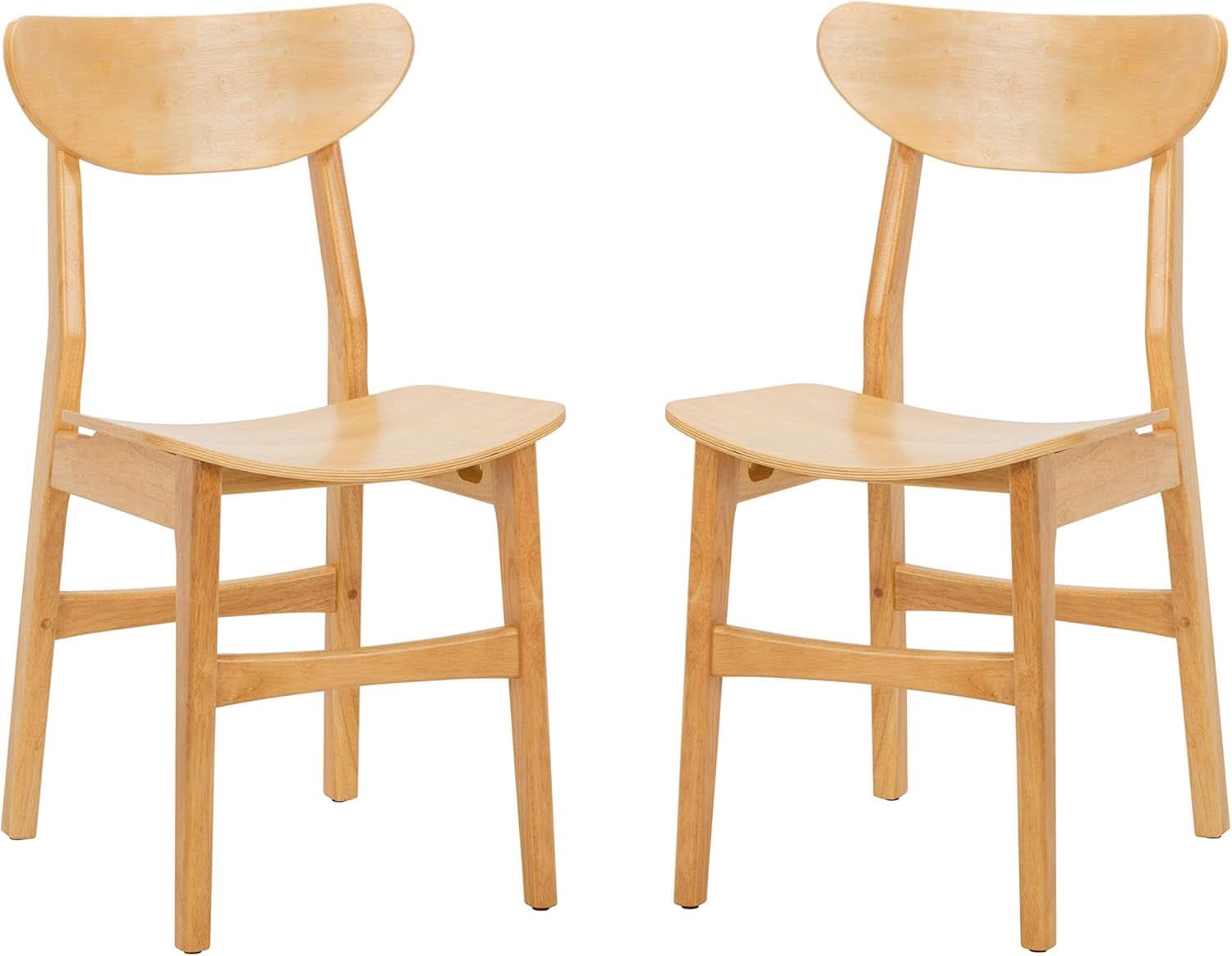 Dining Chairs Set Natural Wood Mid Century Retro 2 Chairs