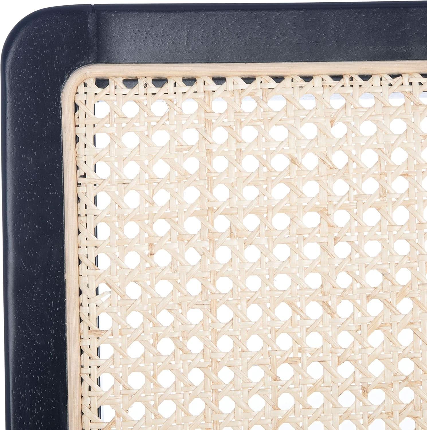 Dining Chairs Set Of 2 Black Natural Rattan Back For Dining Room