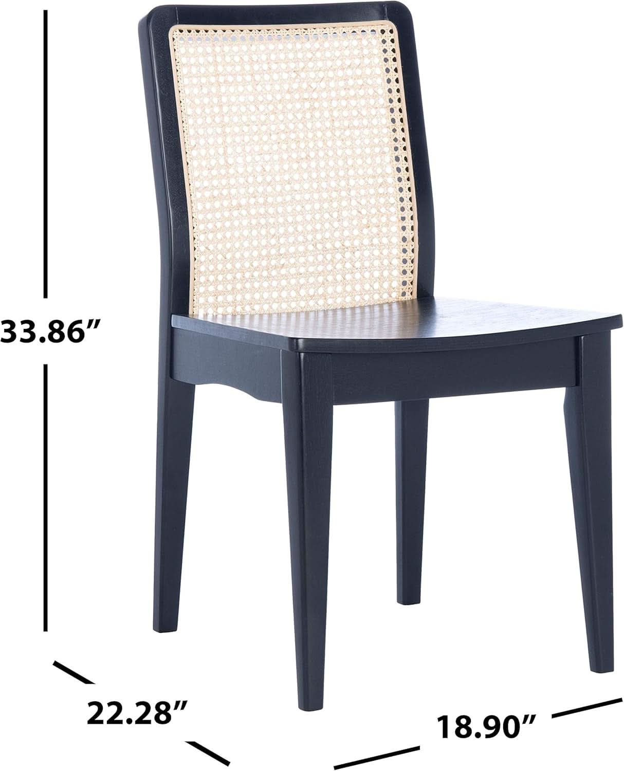 Dining Chairs Set Of 2 Black Natural Rattan Back For Dining Room