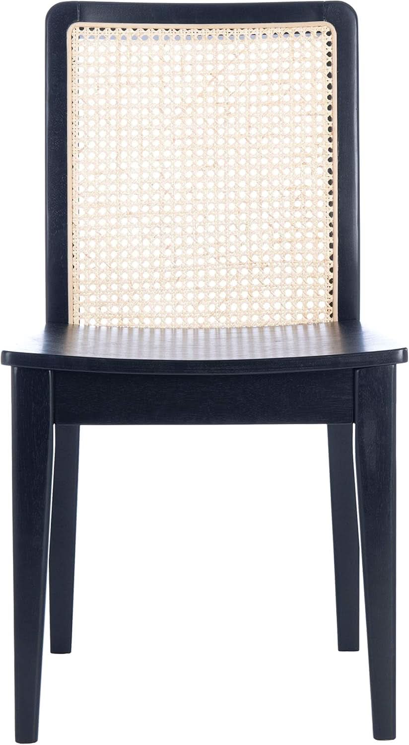 Dining Chairs Set Of 2 Black Natural Rattan Back For Dining Room