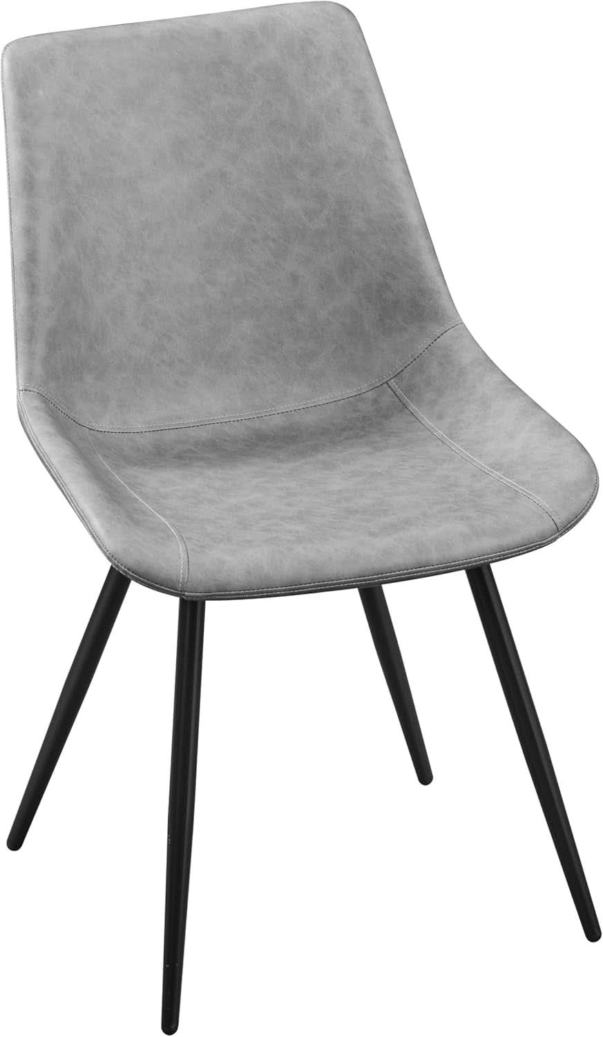 Dining Chairs Set Of 2 Grey Faux Leather With Metal Legs
