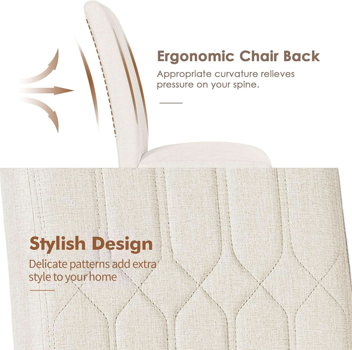 Dining Chairs Set Of 6 Beige Upholstered PU Leather Parsons With Wood Legs