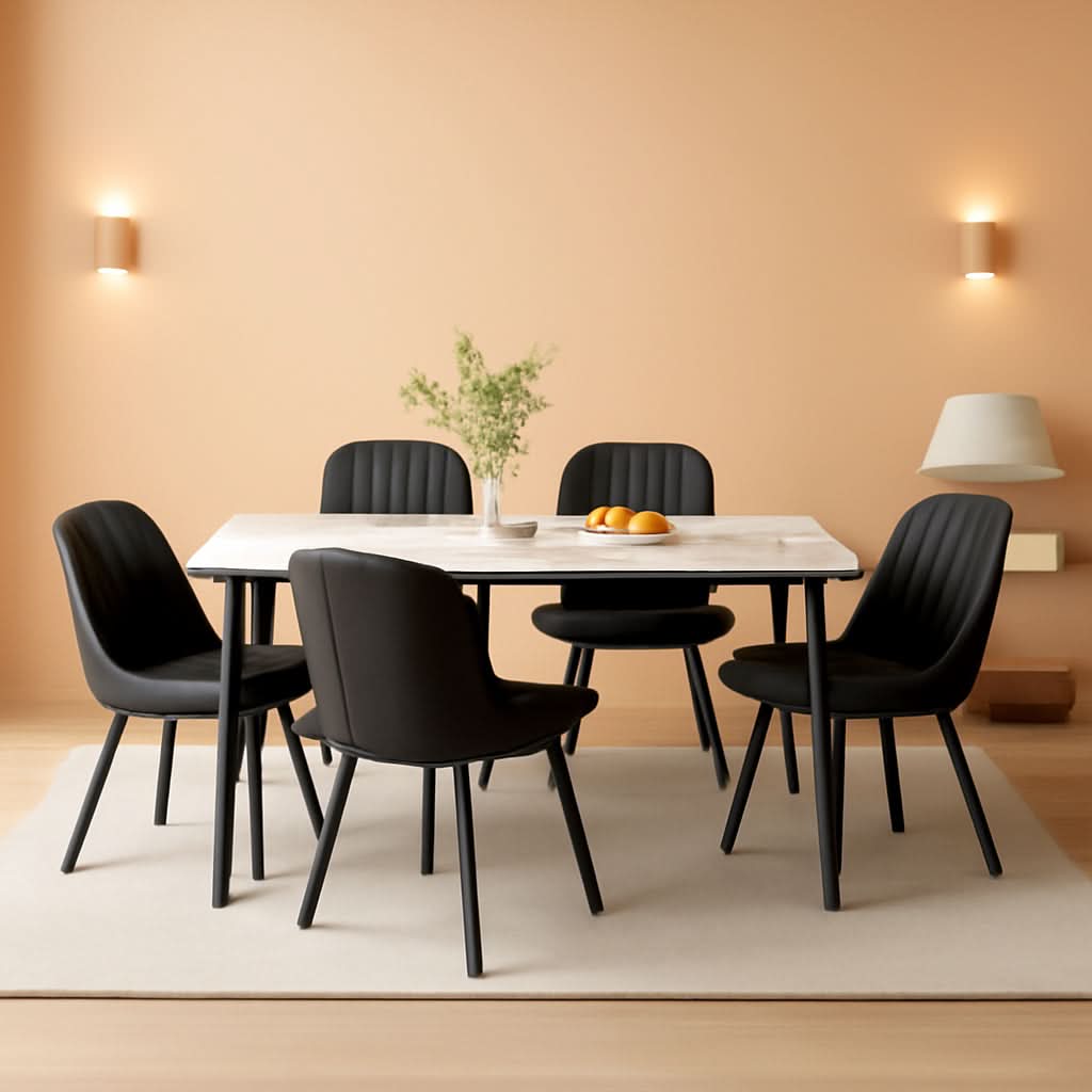 Dining Chairs Set Of 6 Modern Upholstered Black 19 Inch