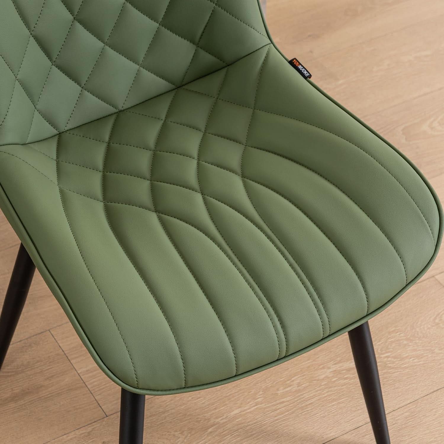 Dining Chairs Set of 2 Olive Cushioned Upholstered
