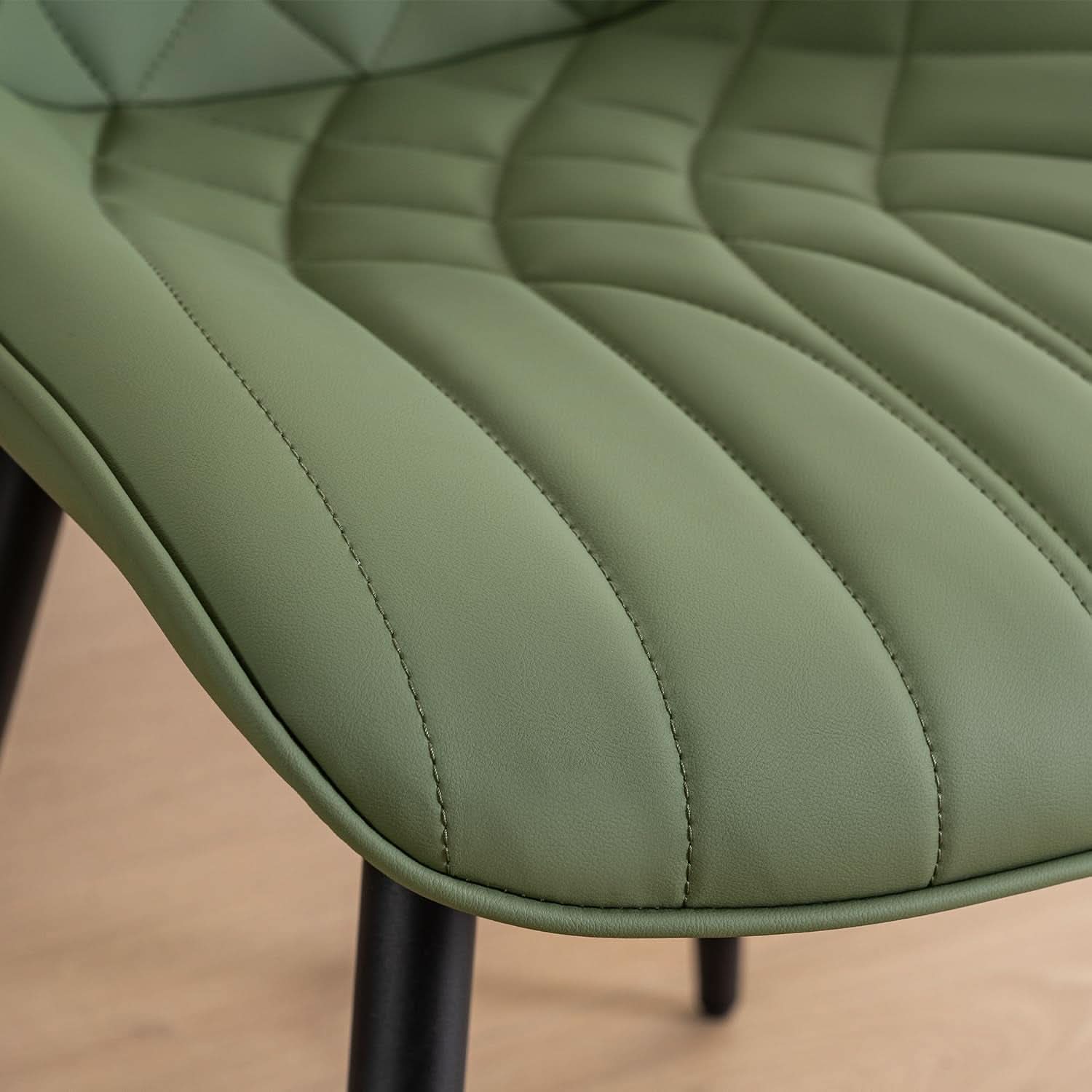 Dining Chairs Set of 2 Olive Cushioned Upholstered