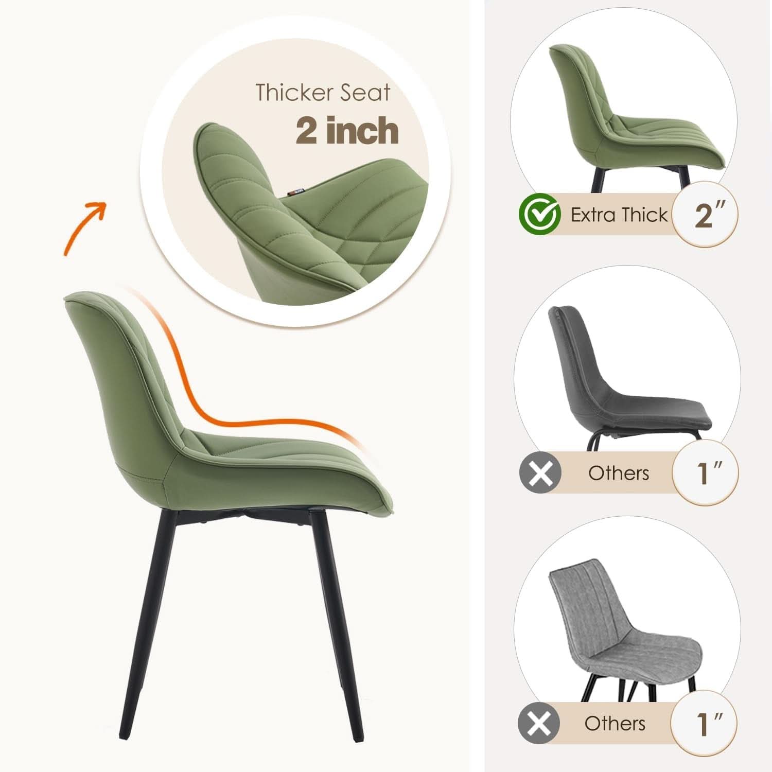 Dining Chairs Set of 2 Olive Cushioned Upholstered