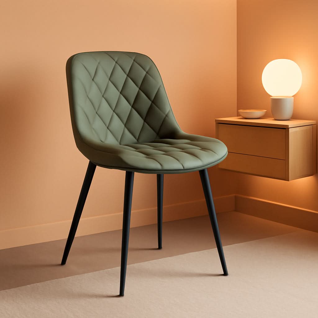 Dining Chairs Set of 2 Olive Cushioned Upholstered