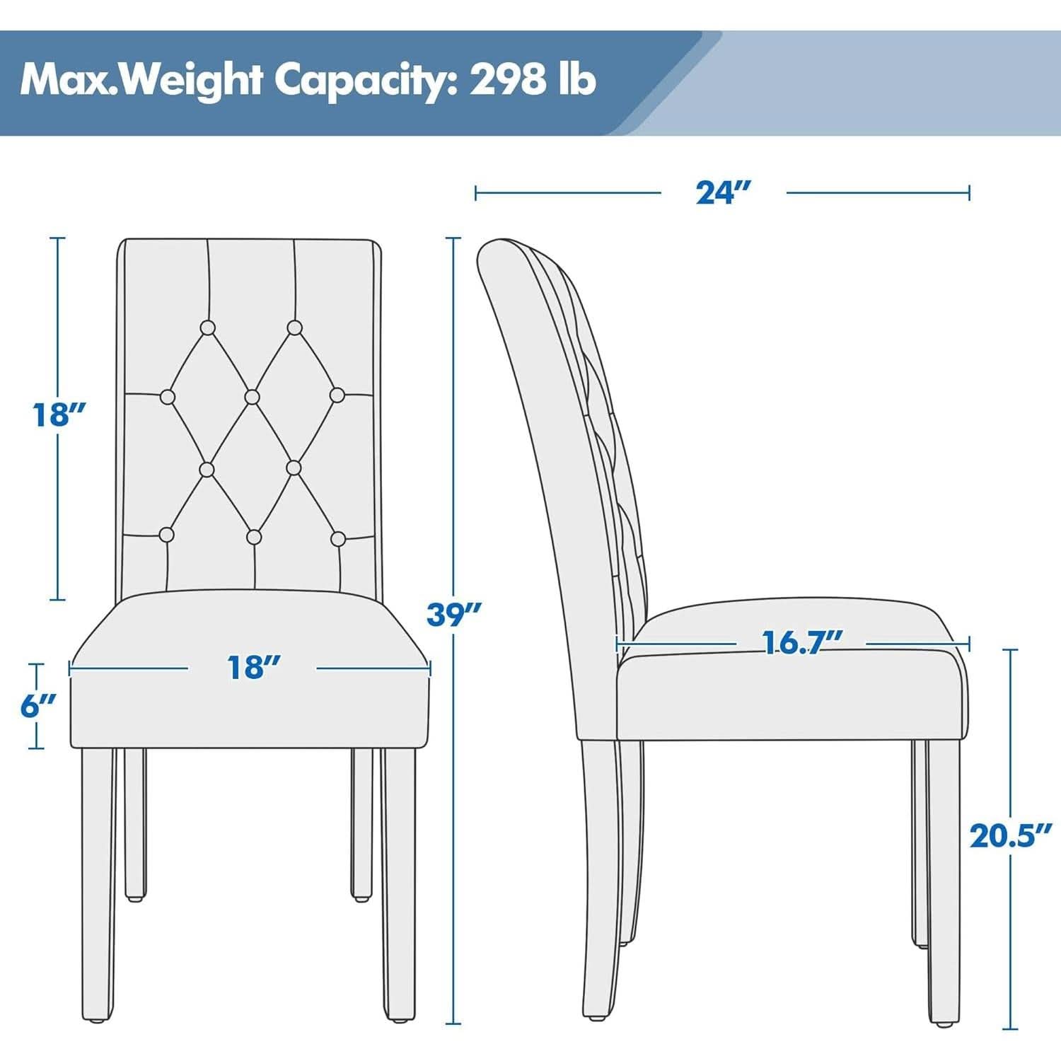 Dining Chairs Set of 6 White Leather Seat Solid Wood Legs