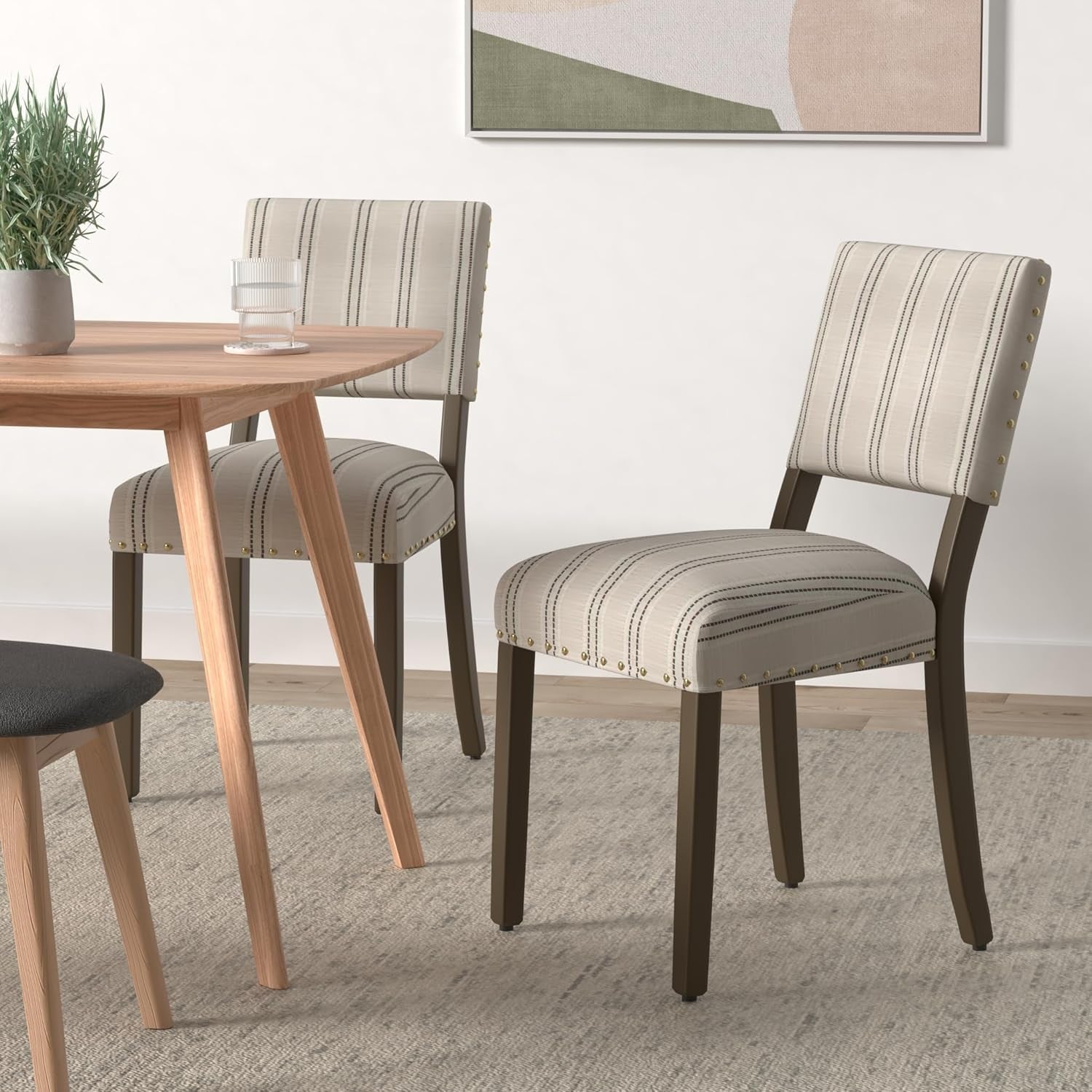 Dining Chairs With Nailhead Trim Black White Set Of 2