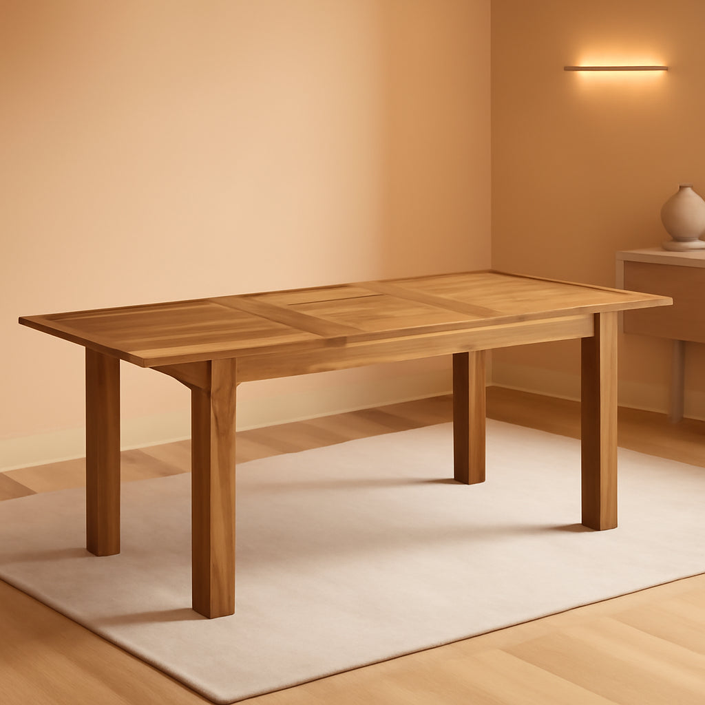 Dining Extension Table With Self Storing Leaf Light Brown