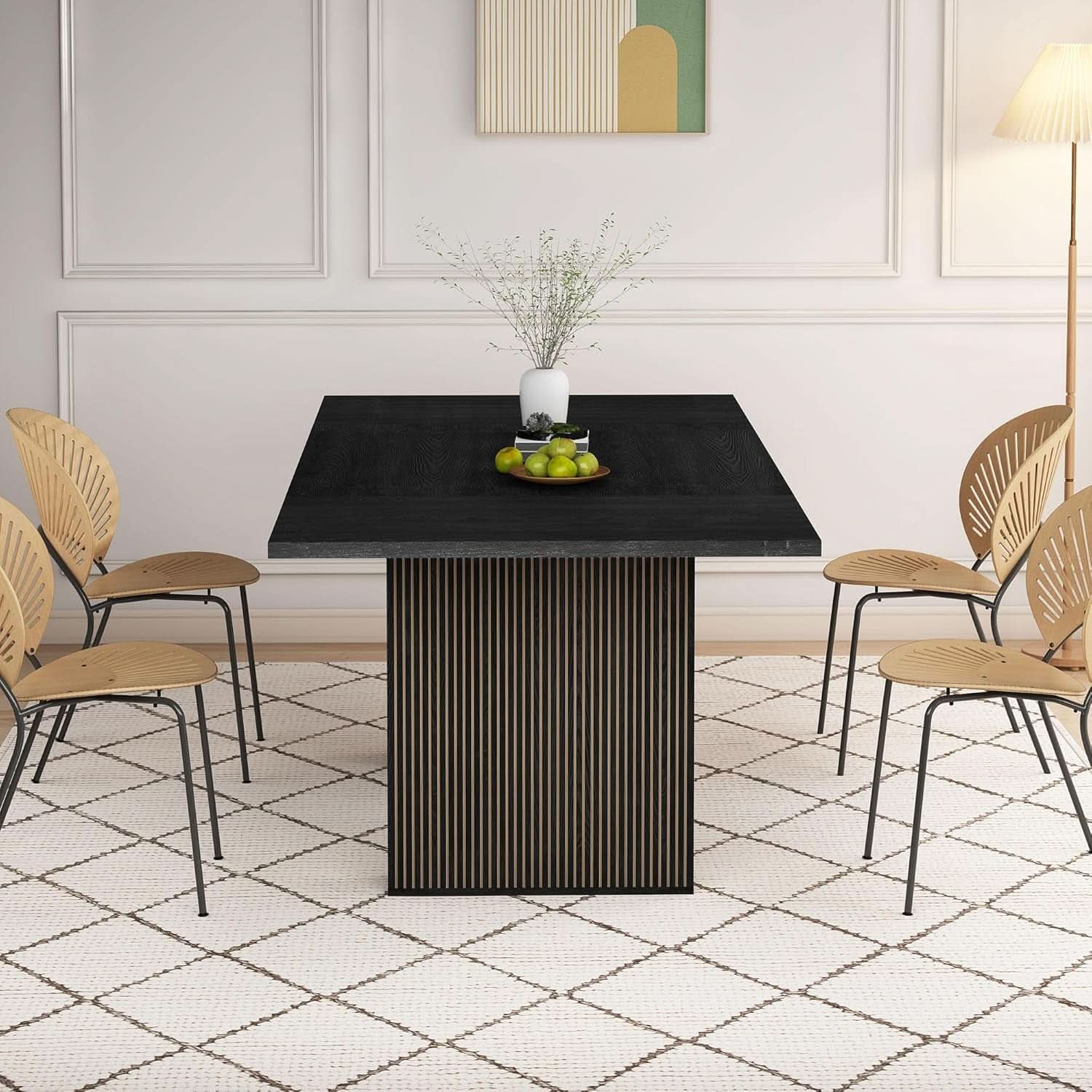 Dining Table 78 Inch Black Rectangular Farmhouse Kitchen