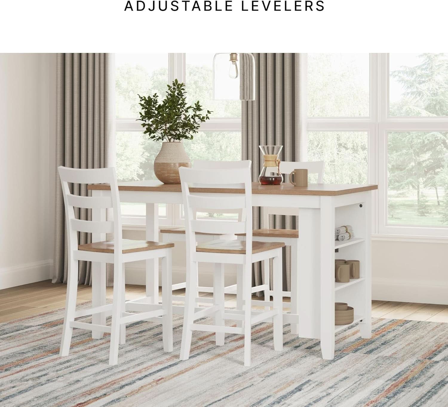 Dining Table Set White Mango Wood Contemporary Style Edition